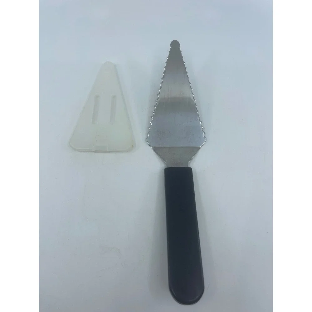 Pampered Chef Stainless Steel Serrated Pie Cake Server with Cover Black Handle